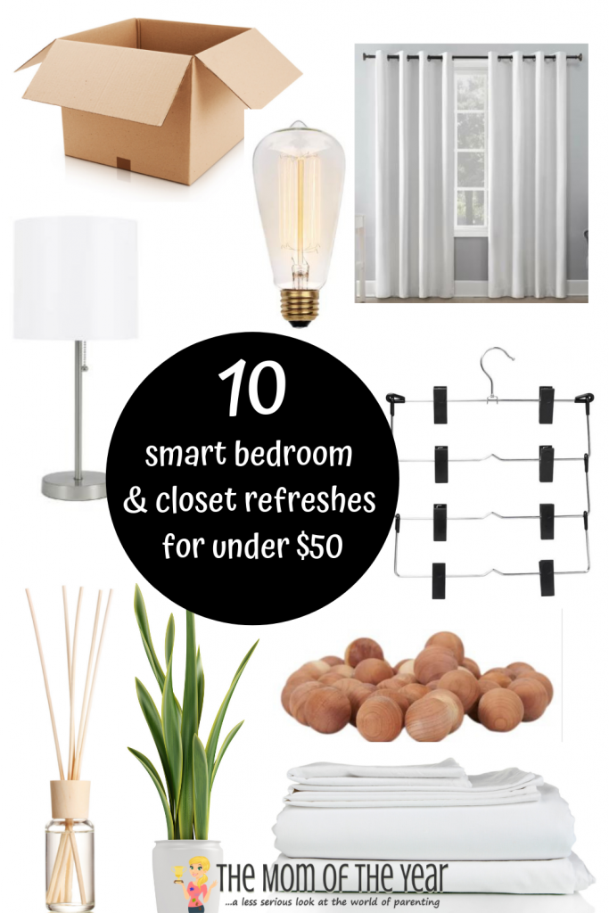 Say goodbye to the blehs! These smart hacks to refresh your bedroom and closet are all under $50 and take only seconds. Budget-friendly, gorgeous and EASY! Sign me up :) #7 is especially brilliant!